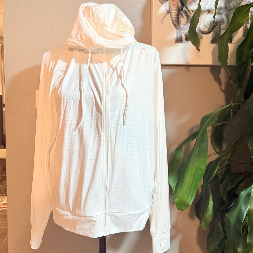 Mondetta Women's Lightweight Full-Zip Hoodie, White, Size L